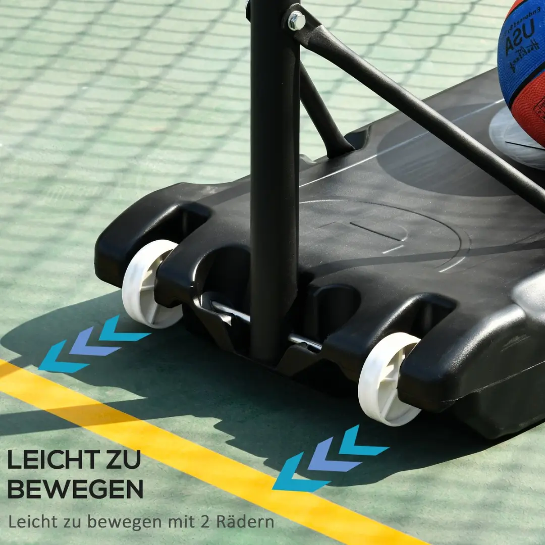Homcom Basketbalstandaard met wielen - verstelbare korfhoogte - Zwart - afbeelding 6 van 6