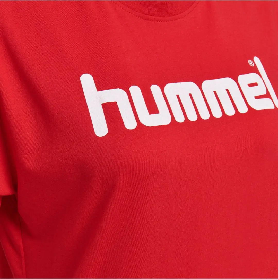 Hummel Go Cotton Logo Shirt Dames - Maat M - Rood/Wit