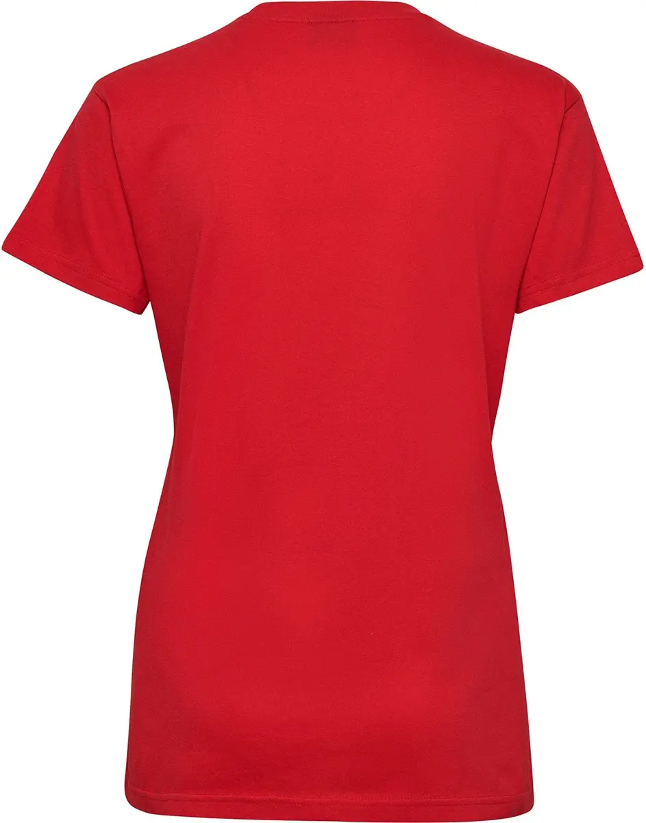 Hummel Go Cotton Logo Shirt Dames - Maat M - Rood/Wit