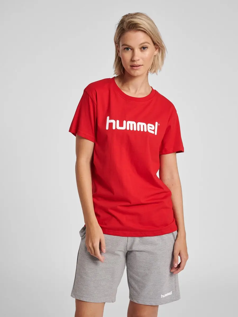 Hummel Go Cotton Logo Shirt Dames - Maat M - Rood/Wit - afbeelding 6 van 6