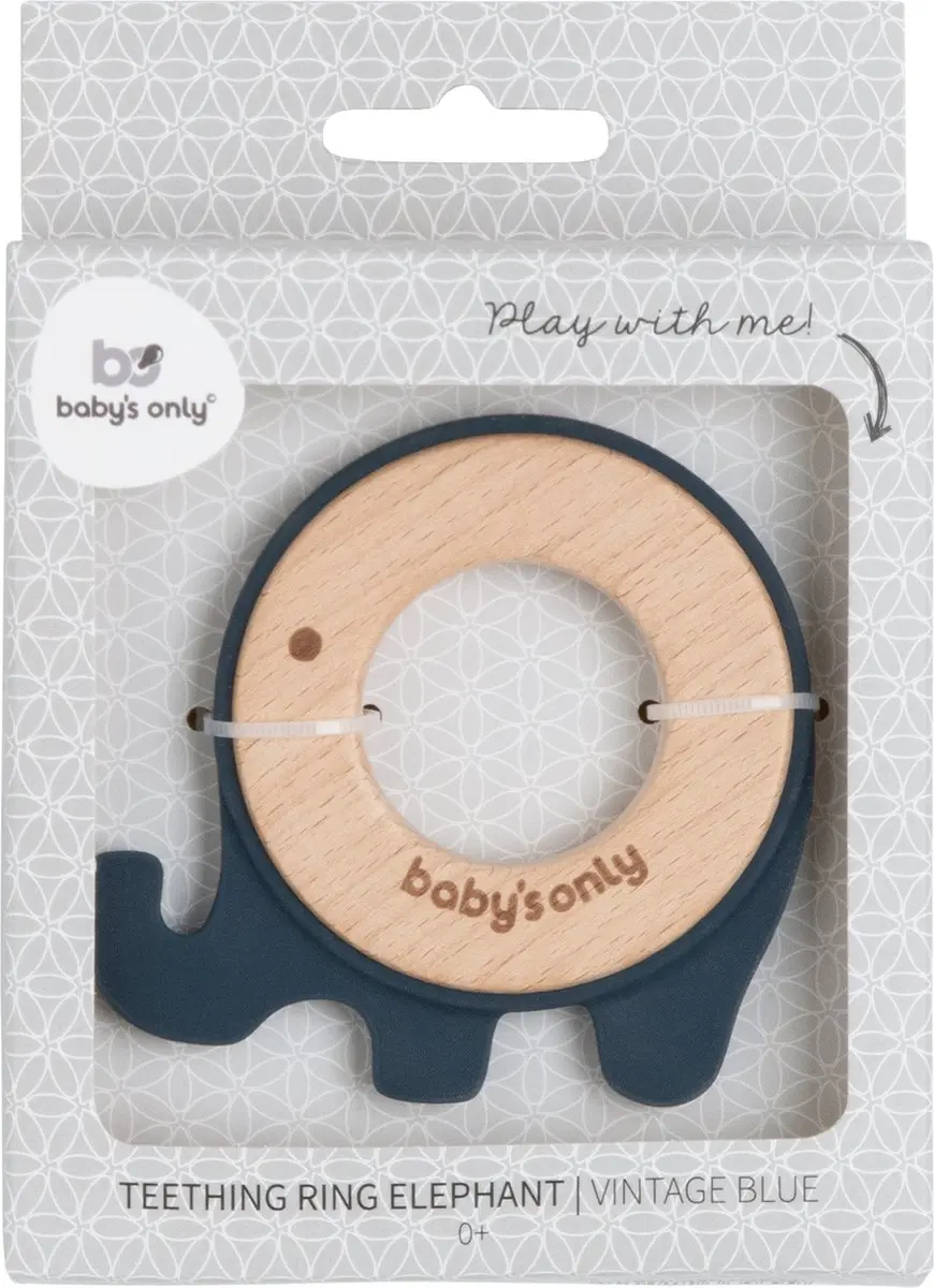 Baby's Only Houten Bijtring Olifant Vintage Blue