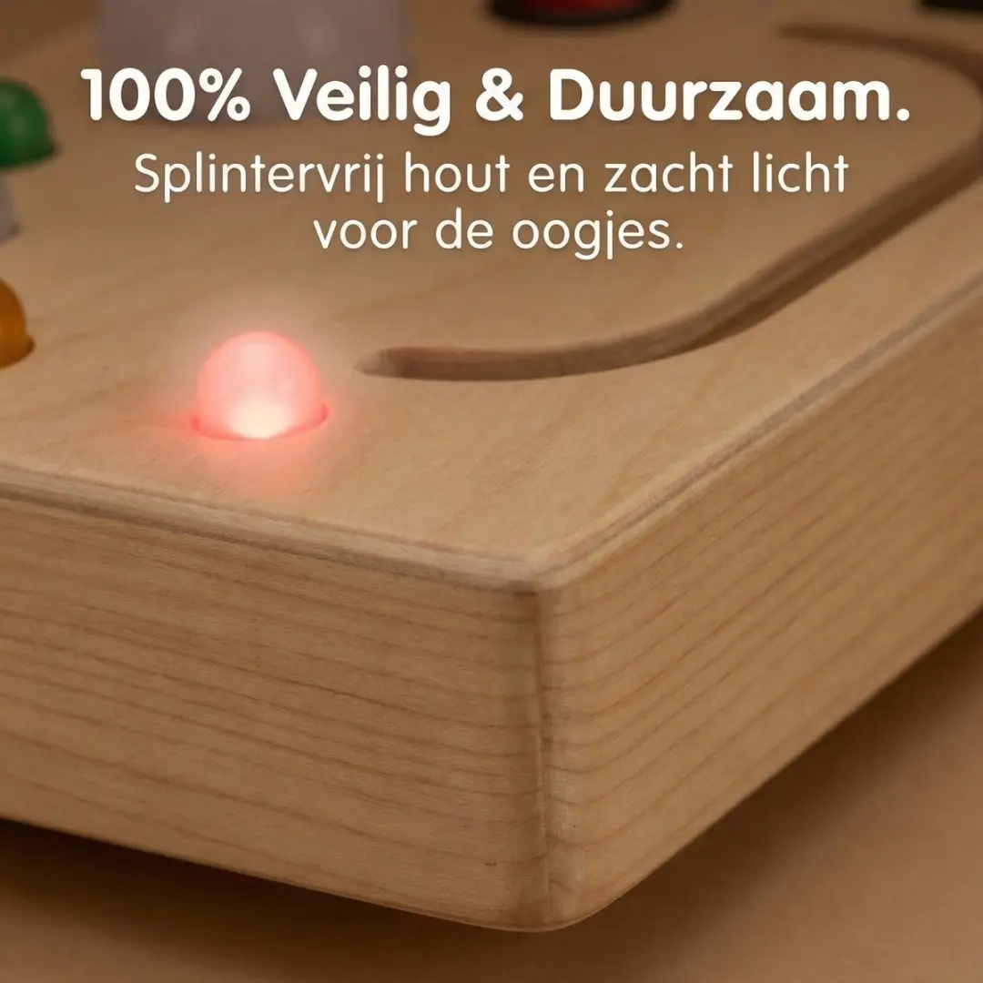 Sogiol Montessori Busy Board Dierentuinserie - LED Lichtjes - Hout - Multi colour