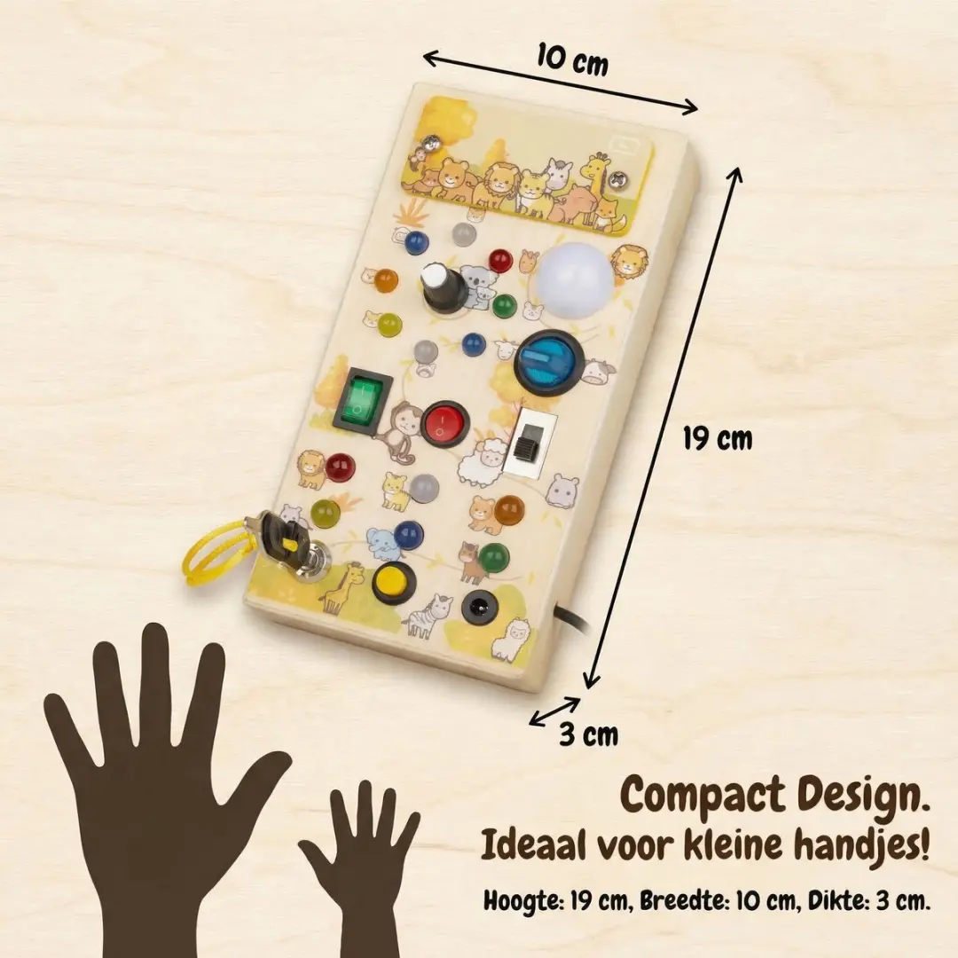 Sogiol Montessori Busy Board Dierentuinserie - LED Lichtjes - Hout - Multi colour
