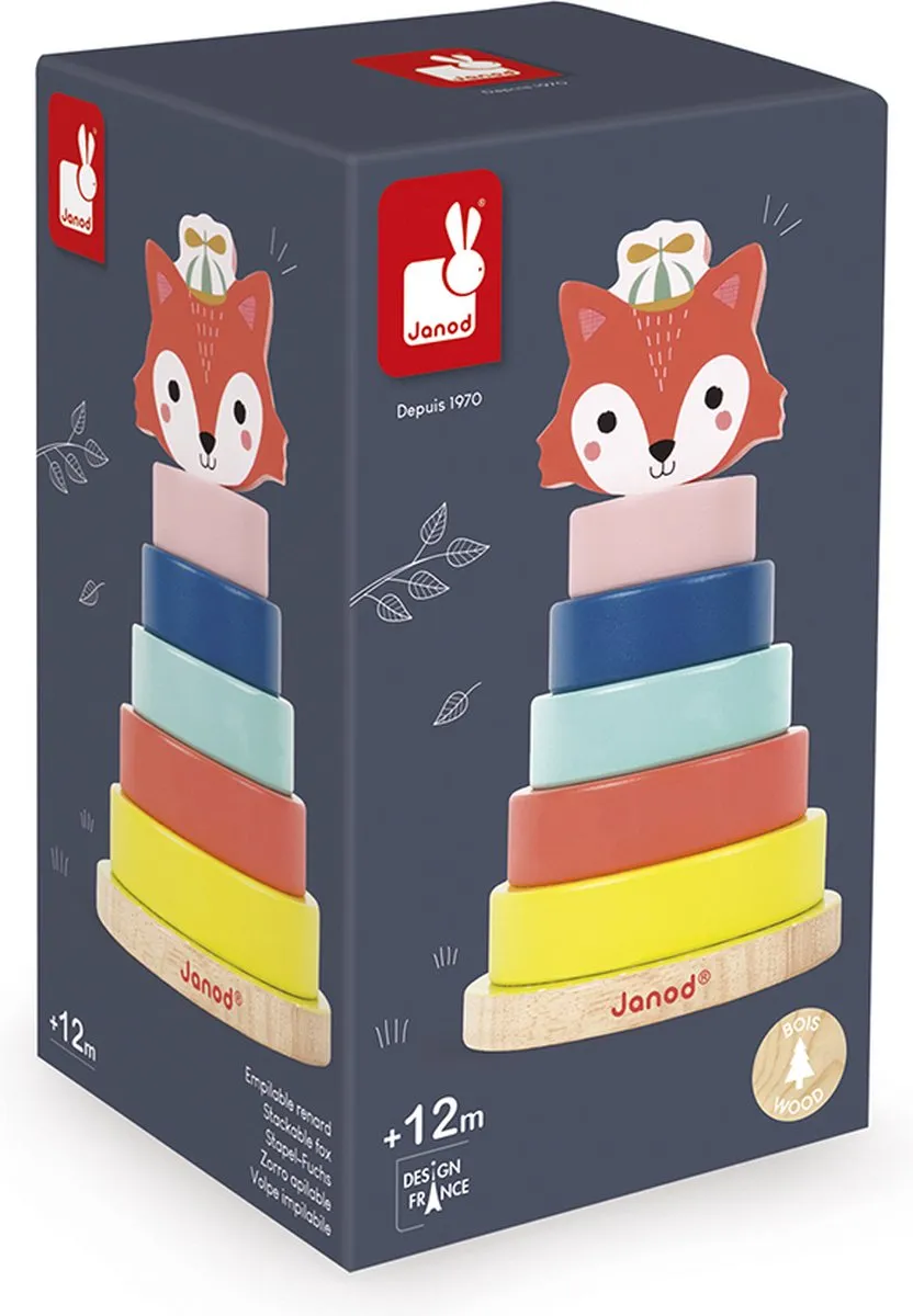 Janod Baby Forest Houten Stapeltoren Vos - Multi