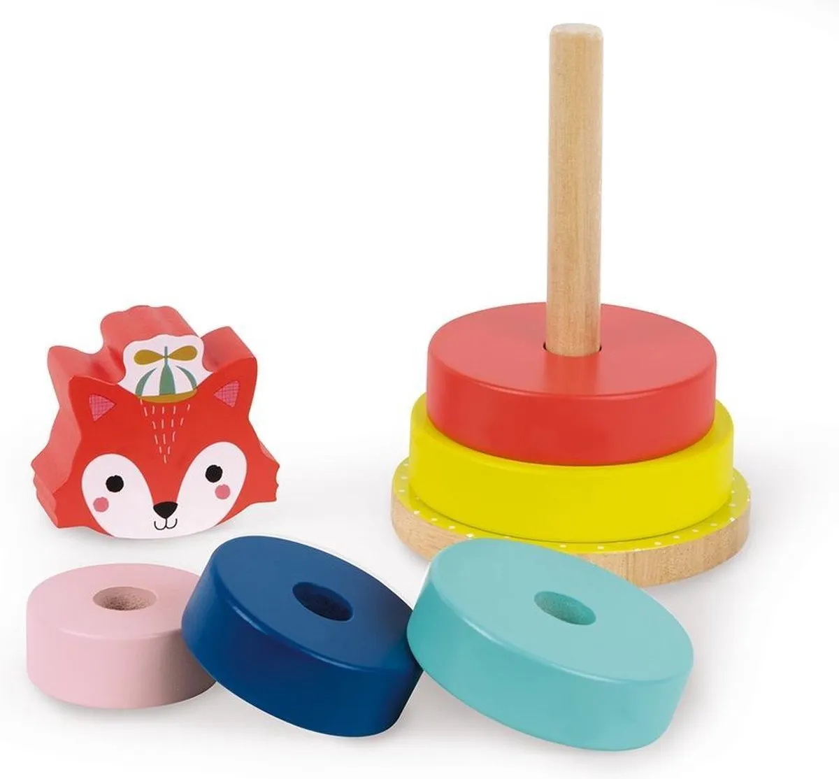 Janod Baby Forest Houten Stapeltoren Vos - Multi