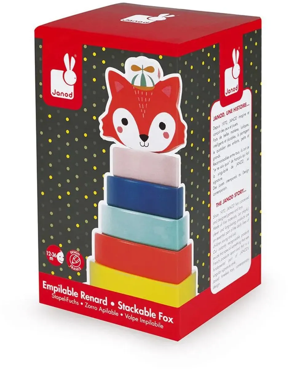 Janod Baby Forest Houten Stapeltoren Vos - Multi