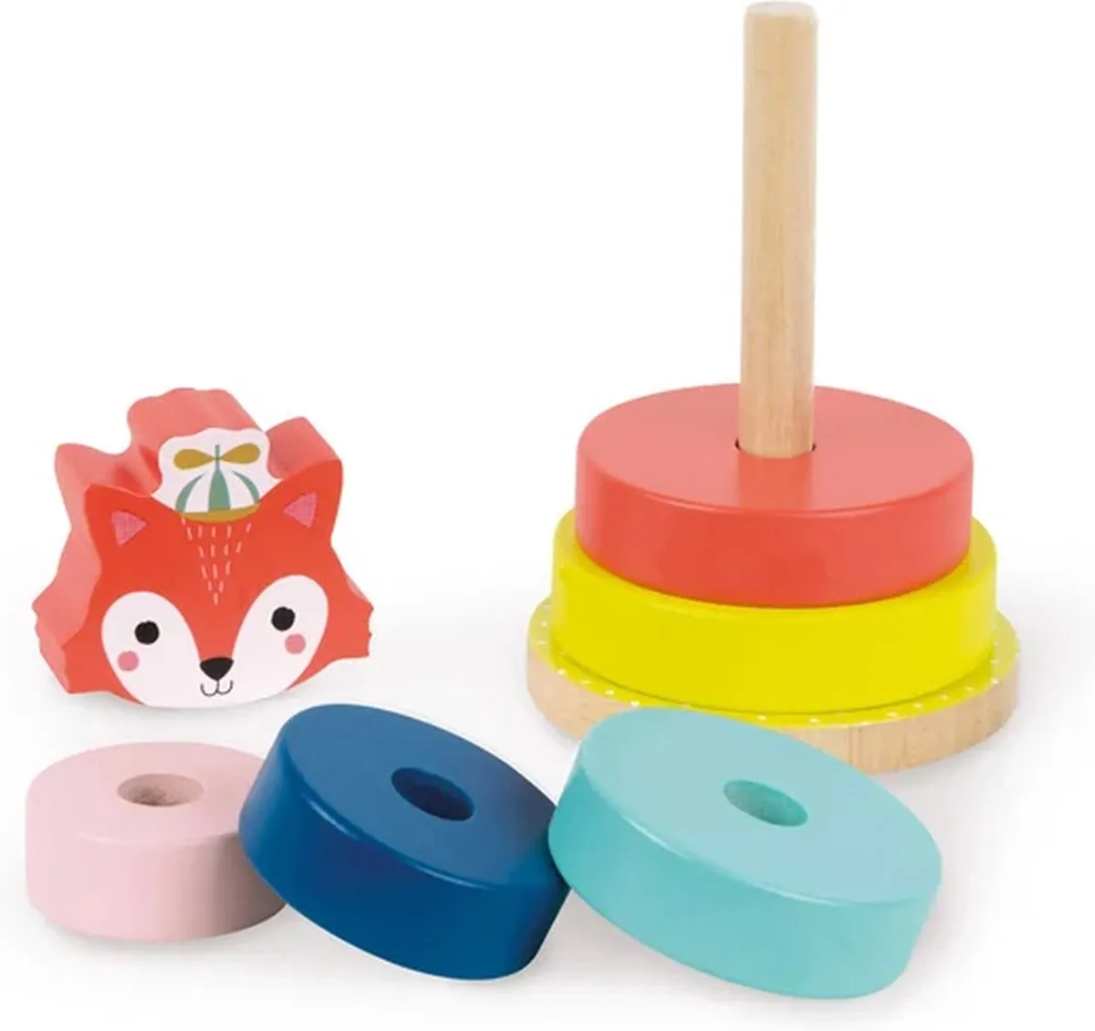 Janod Baby Forest Houten Stapeltoren Vos - Multi - afbeelding 6 van 6