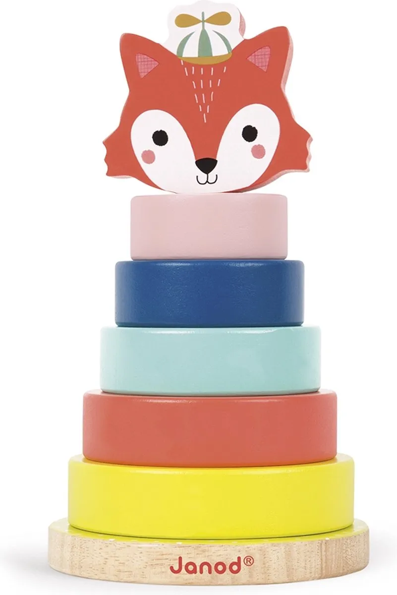 Janod Baby Forest Houten Stapeltoren Vos - Multi
