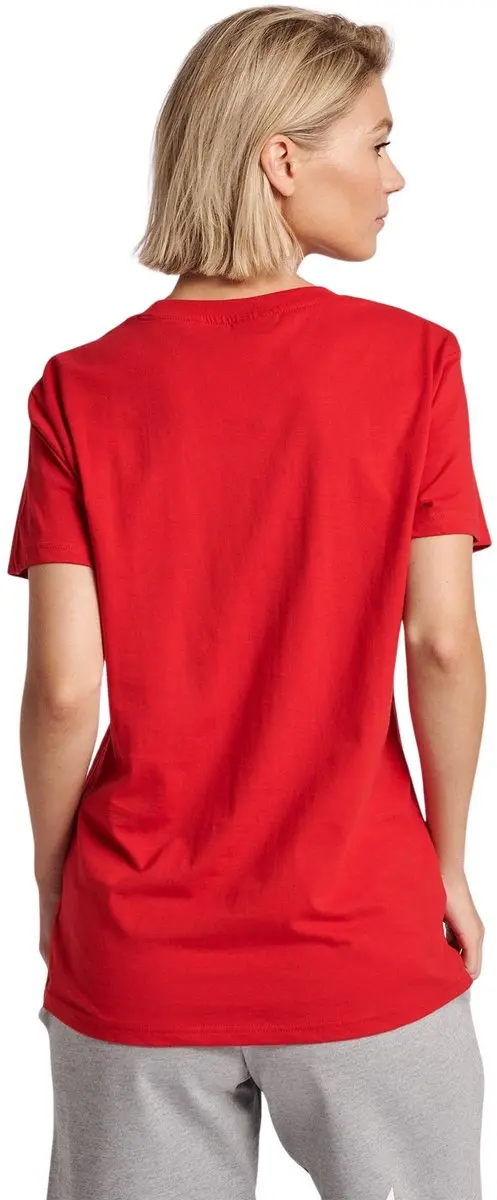 Hummel Go Cotton Logo Shirt Dames - Maat L - Rood/Wit