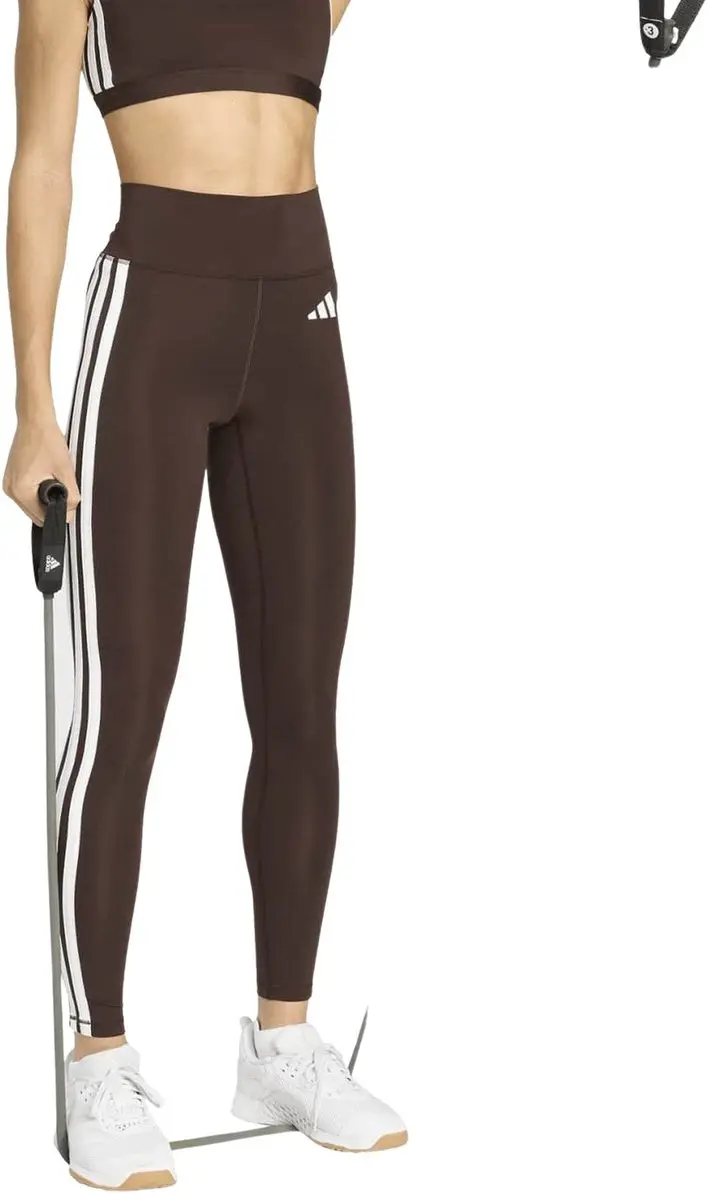 Adidas Optime Essentials 3-Stripes Legging Dames XS - Donkerbruin/Wit