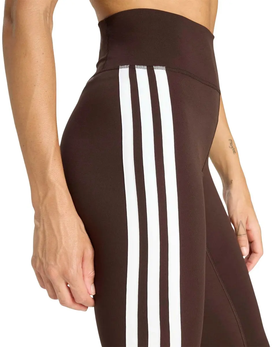 Adidas Optime Essentials 3-Stripes Legging Dames XS - Donkerbruin/Wit