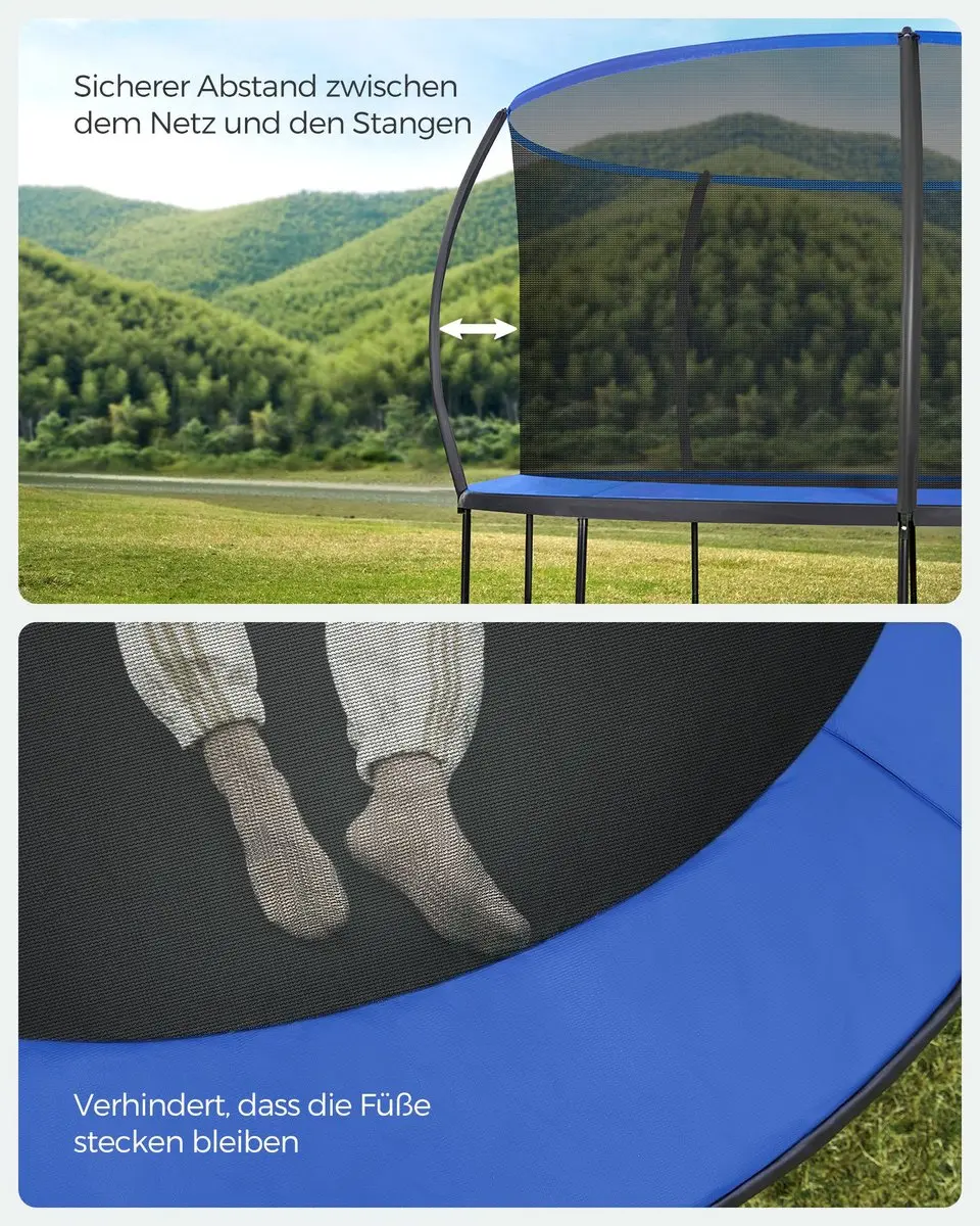 Songmics Trampoline 427cm - Inwendig net - Zwart-Blauw