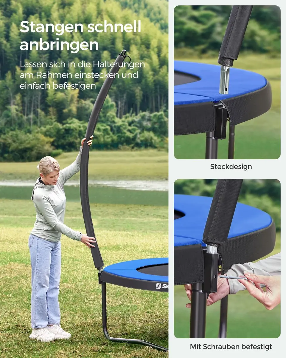 Songmics Trampoline 427cm - Inwendig net - Zwart-Blauw