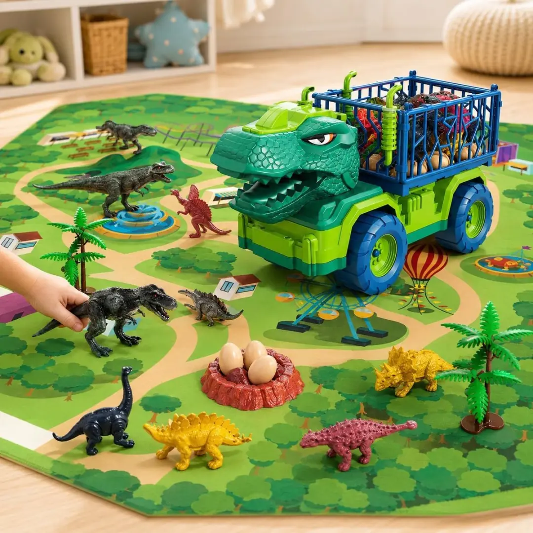ECTEATOY Tyrannosaurus Transport Auto 526252 - 15 Dino Figuren
