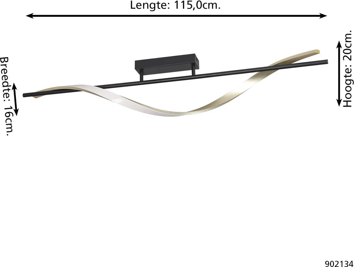 Eglo Conaprato Plafondlamp LED - 16cm - Zwart/Goud/Wit