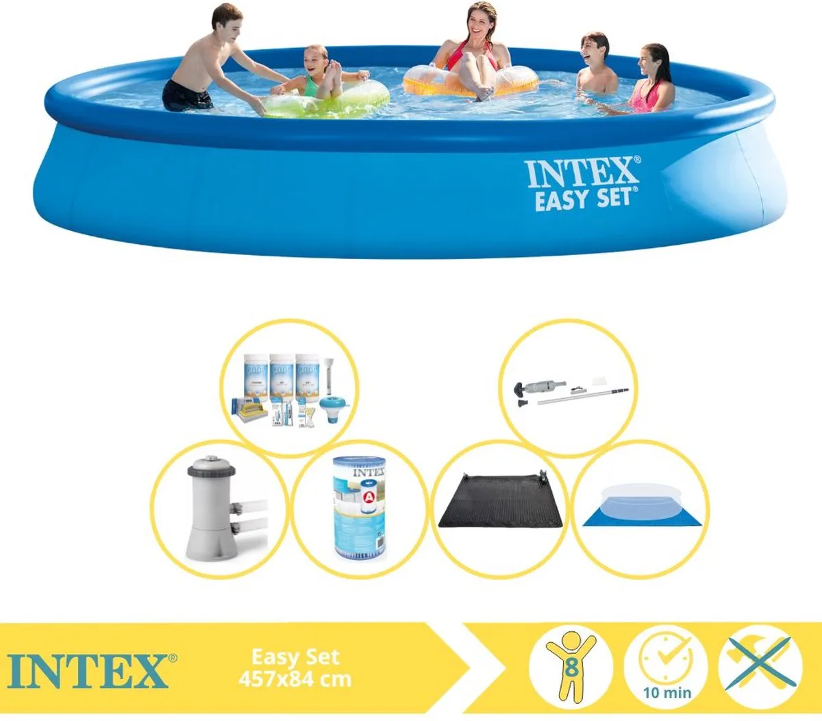 Intex Easy Set 28158GN Opblaaszwembad 457x84cm - Blauw - 9792L
