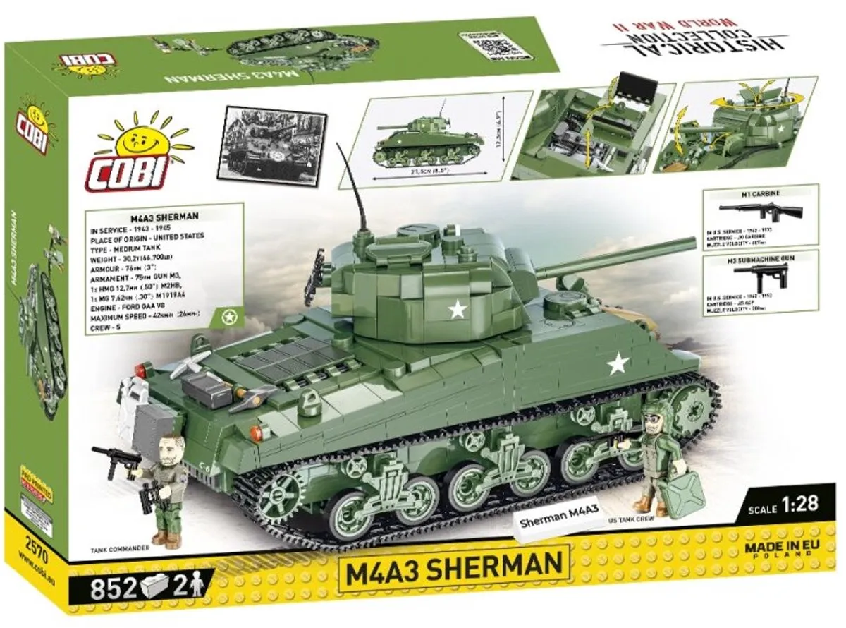 Cobi M4A3 Sherman Bouwblokken Tank 1:28 - 952 Stuks - Meerkleurig