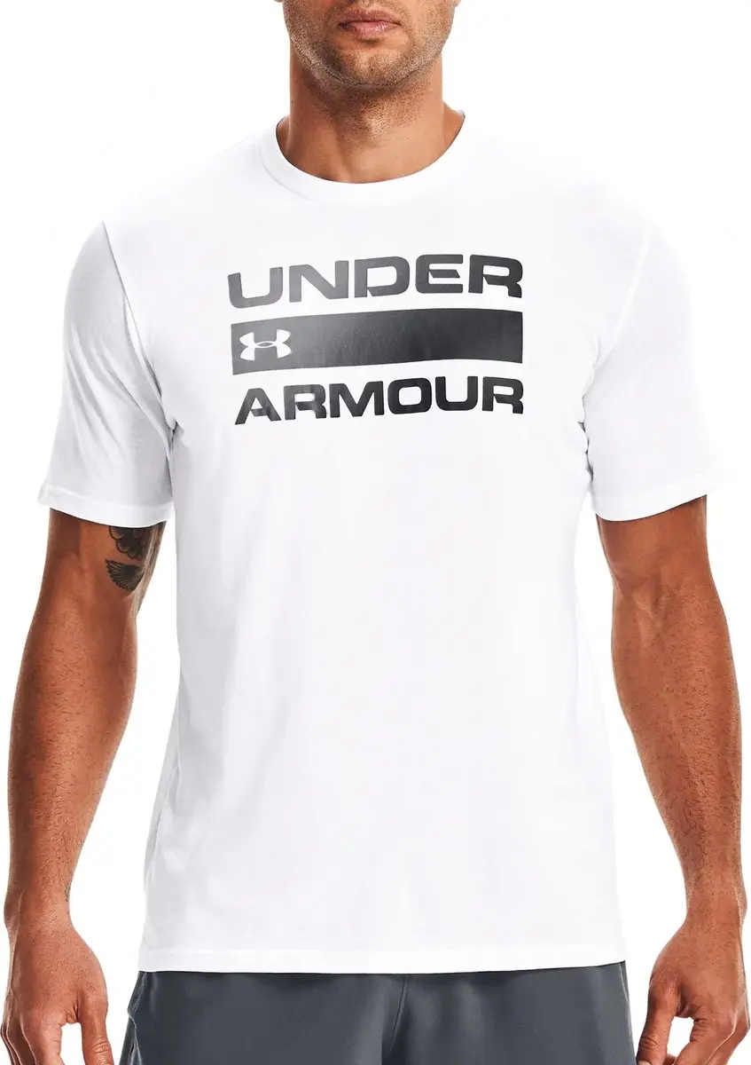 Under Armour TEAM IShort WORDMARK Heren Sportshirt Wit