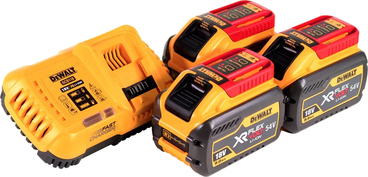 DeWalt DCB118X3 Set - 3x 54V 9,0Ah accu + 8A oplader