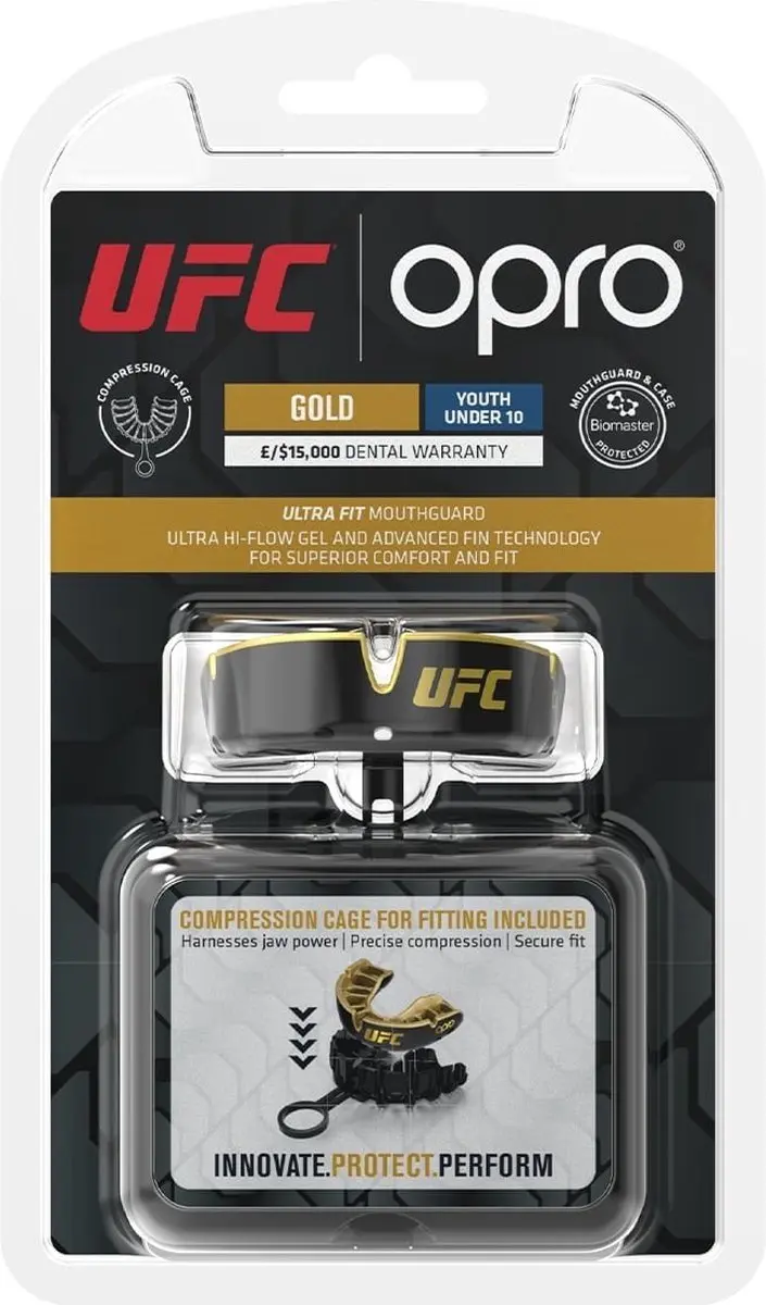 UFC Opro Self-Fit Gebitsbeschermer Gold/Zwart - Senior