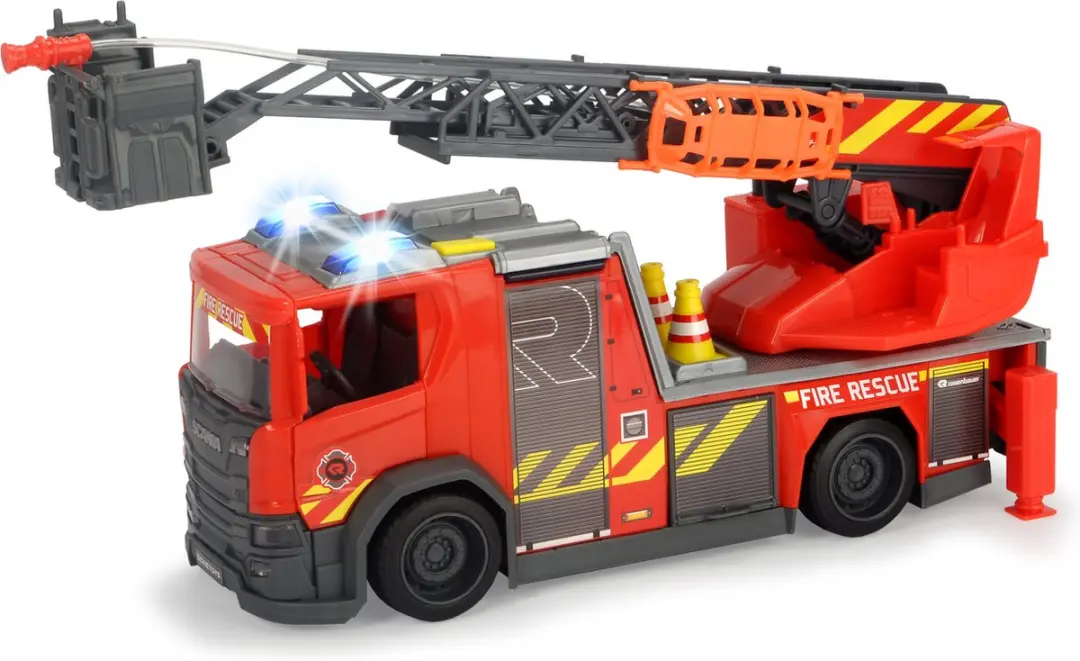 Dickie Toys Scania Brandweerwagen 35cm - Licht & Geluid - Rood/Zwart