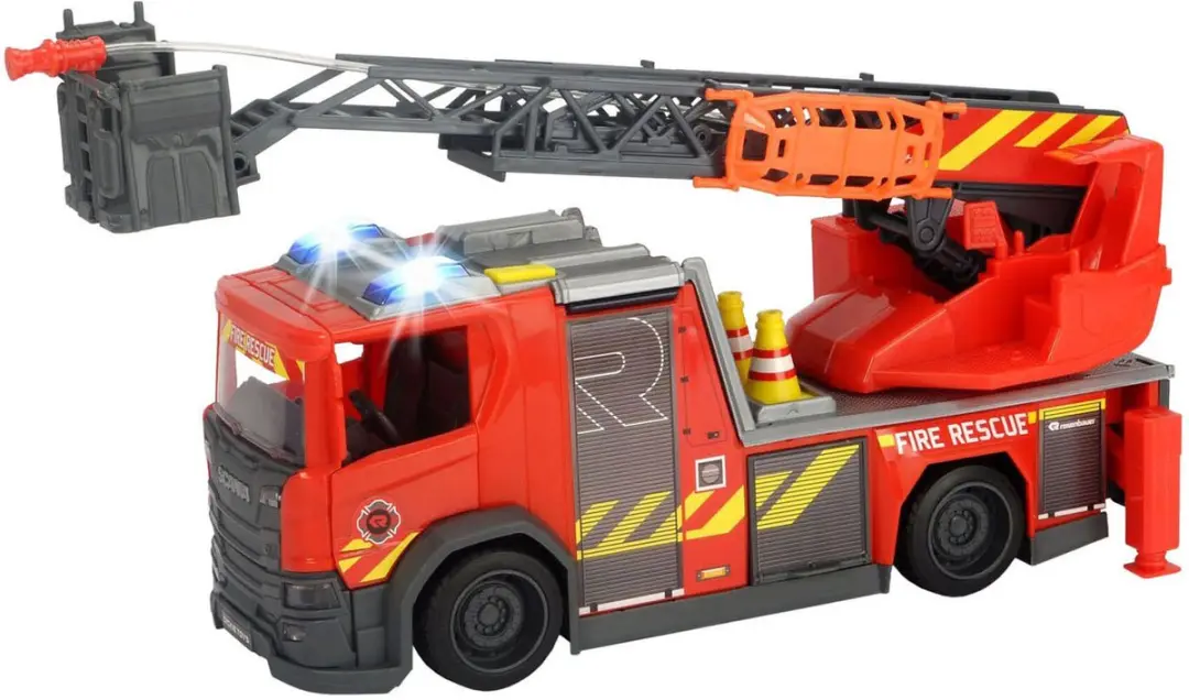 Dickie Toys Scania Brandweerwagen 35cm - Licht & Geluid - Rood/Zwart