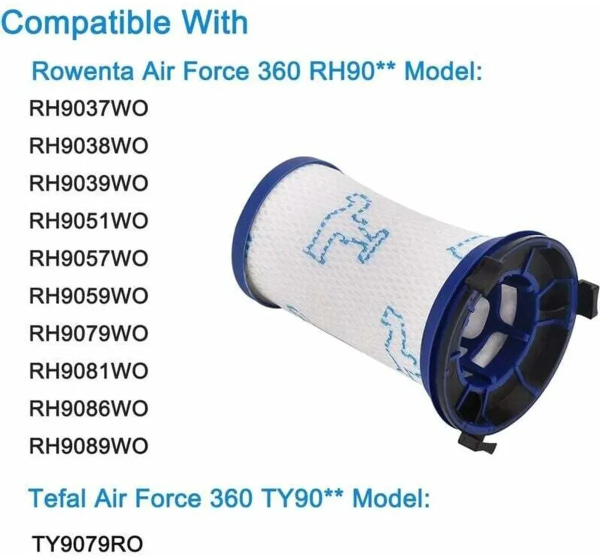 Rowenta Force 360 X-Pert Filterpatronen - 3 Stuks - Blauw/Wit