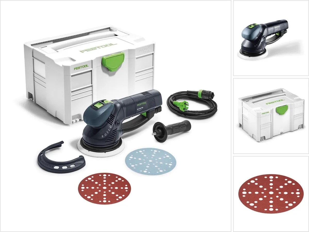 Festool RO 150 FEQ-Plus ROTEX tandwielkast excenterschuurmachine 720W 5mm slag ( 571805 ) in systainer + 50x schuurschijven P60
