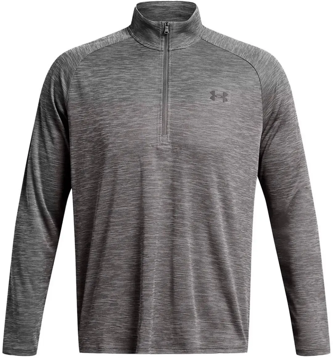 Under Armour UA Tech Textured 1/2 Zip Heren Sportshirt - Castlerock/Zwart