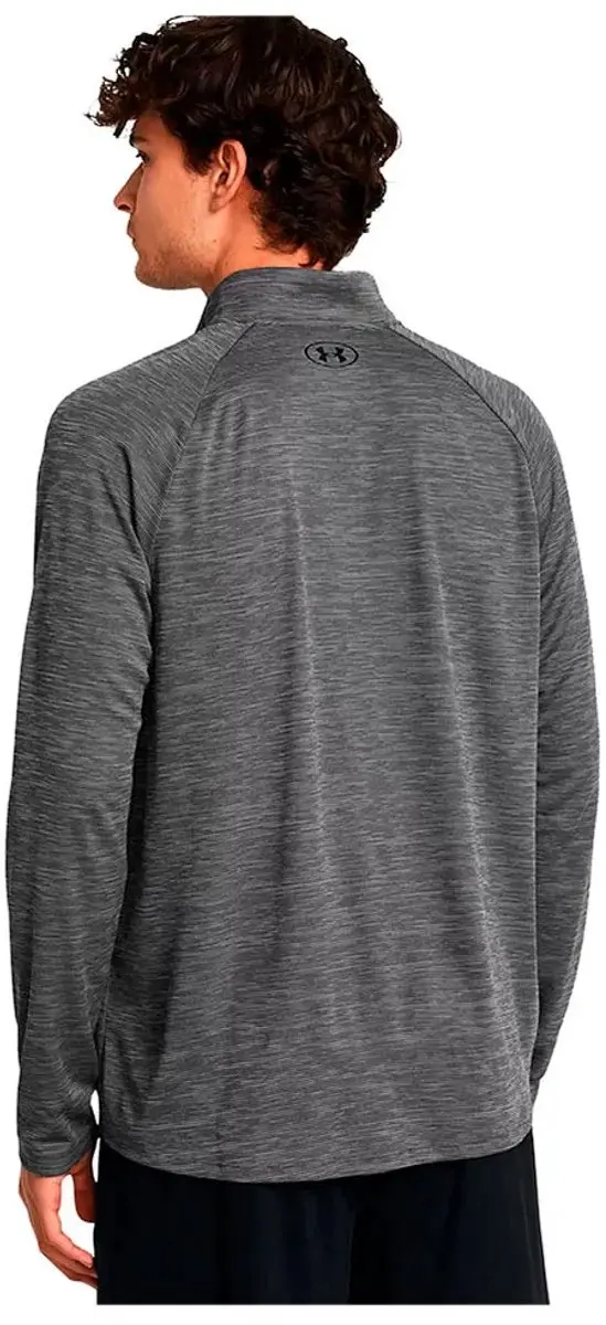 Under Armour UA Tech Textured 1/2 Zip Heren Sportshirt - Castlerock/Zwart