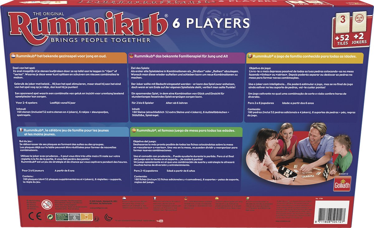 Goliath Rummikub The Original geschikt voor 6 Spelers - Bordspel - Gezelschapsspel