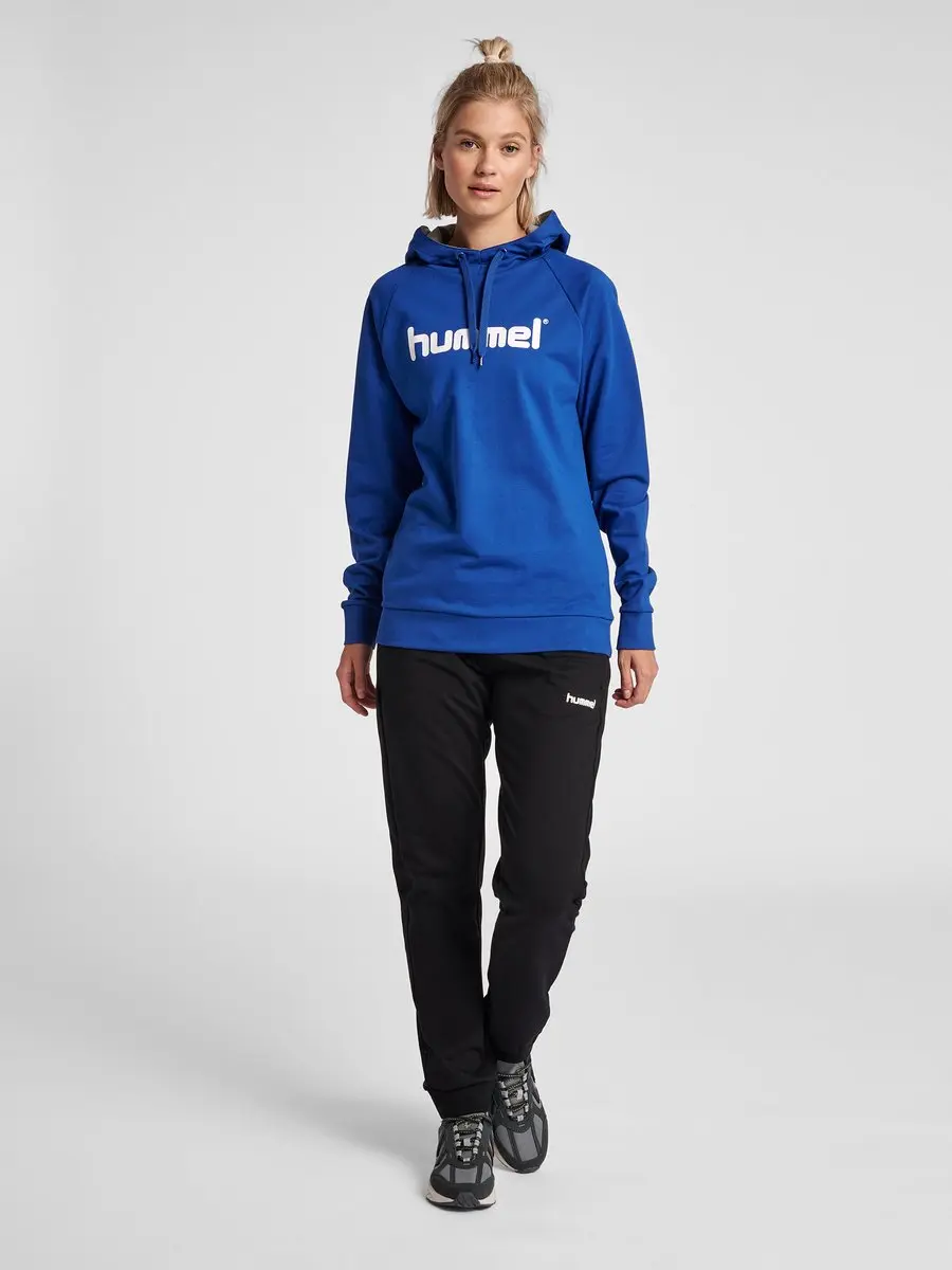 Hummel Go Cotton Logo Hoodie Dames - M - Blauw/Wit