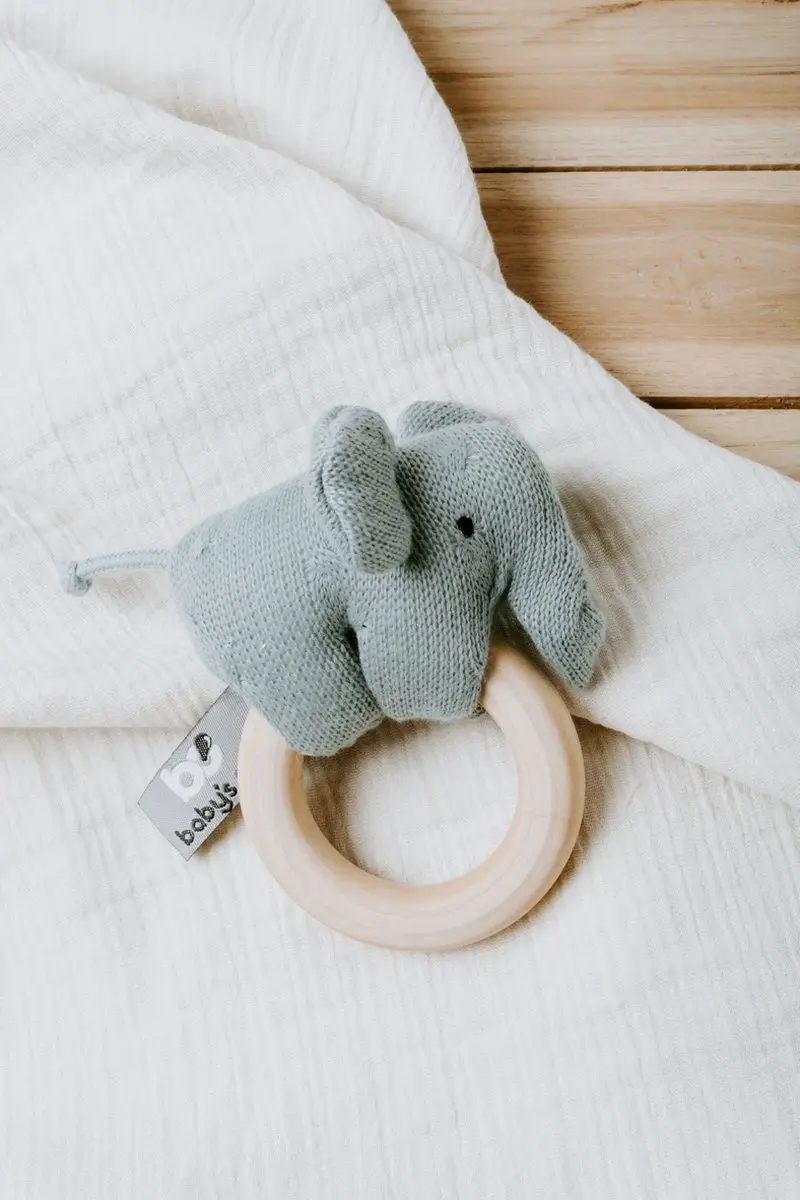 Baby's Only Houten Rammelaar Olifant Stonegreen