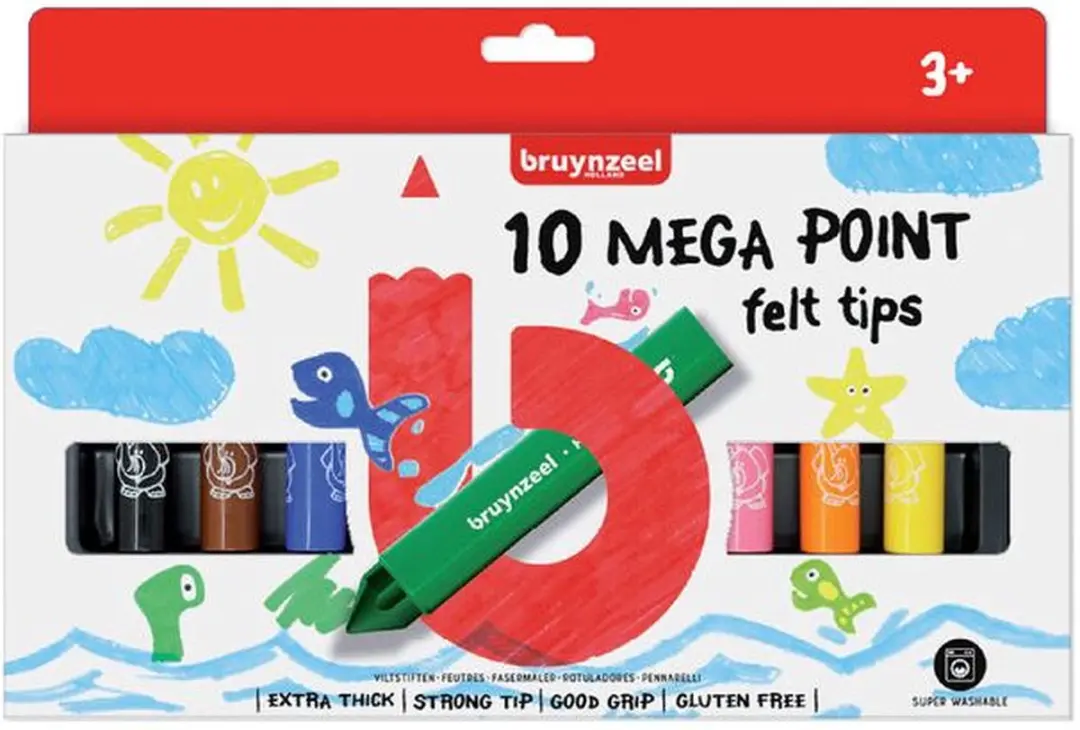 BRUYNZEEL Kids Mega Point Viltstiften - 12 Stuks