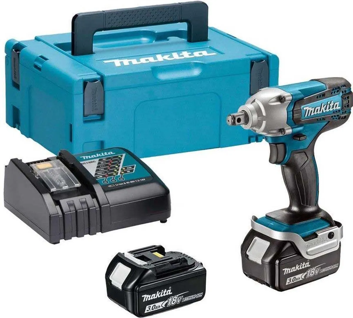 Makita DTW190RFJ Li-Ion Accu Slagmoersleutel Set - 18V - 2x 3.0Ah accu - In Mbox Opbergkoffer - 190Nm - 1/2"" - Koolborstelloos