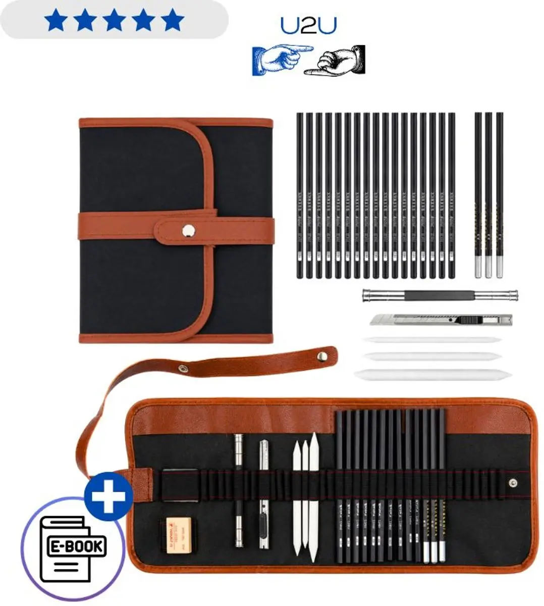 Lean Toys Schetsset 31-delig Tekenpotloden Houtskool