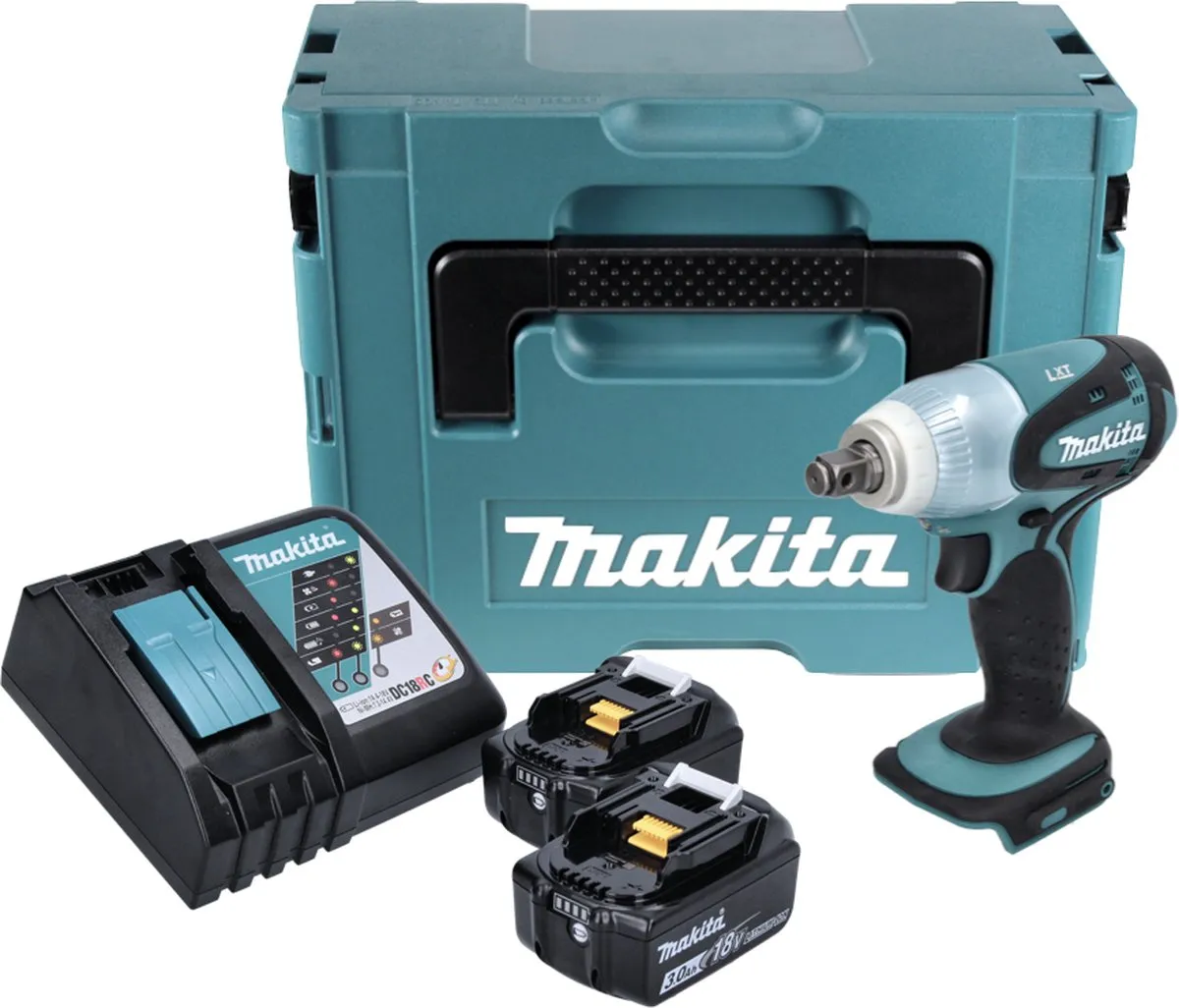 Makita DTW 251 RFJ Slagmoersleutel 18V - 230Nm - 2x 3.0Ah + Lader + Makpac