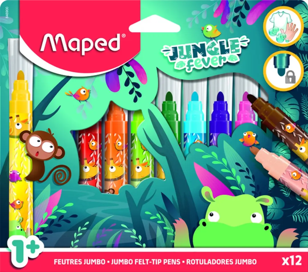 Maped Jungle Fever Jumbo Viltstift - 12 Stuks Assorti