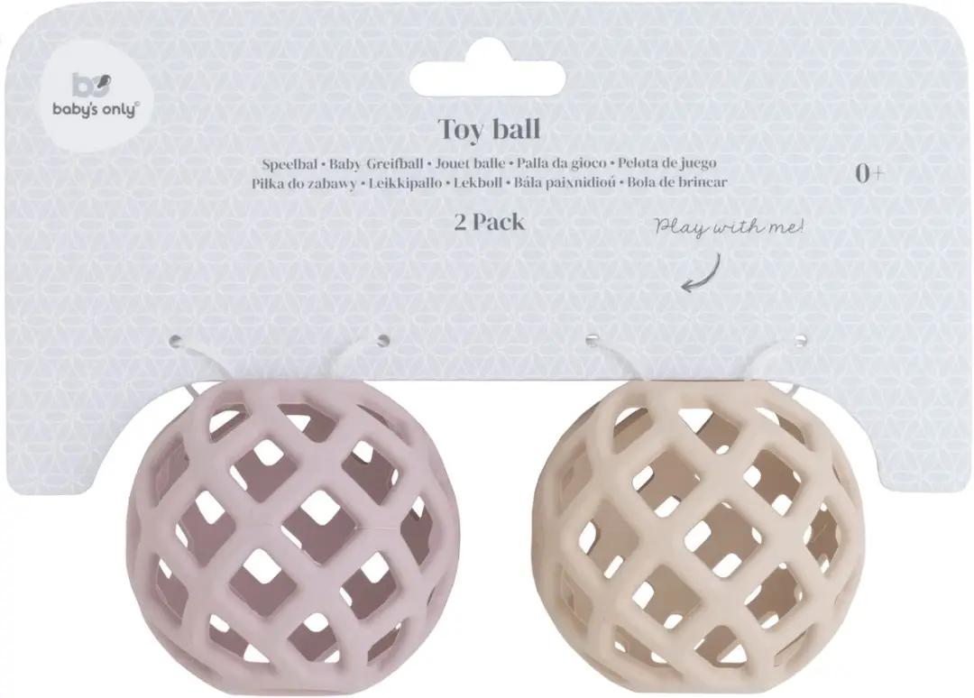 Baby's Only Speelbal Siliconen - 2 Stuks - Oud Roze/Warm Linen
