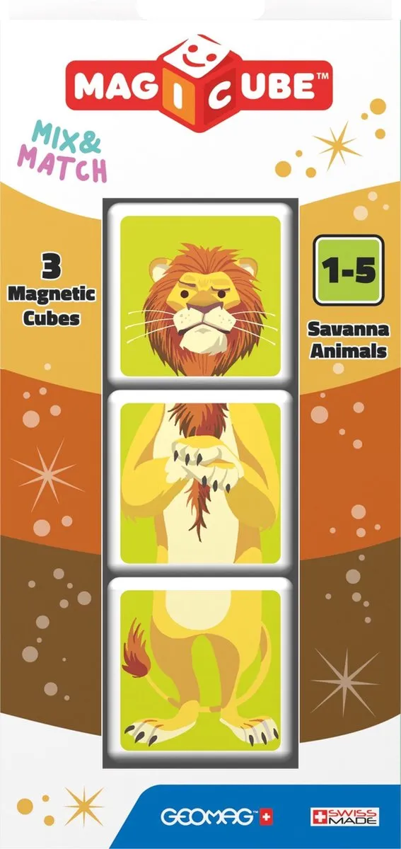 Geomag MagiCube Savanna Animals - 3-delige set - Multicolor