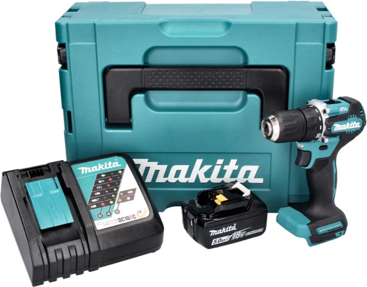 Makita DDF487RT1J Accuboormachine 18V 40Nm Borstelloos - 1x 5.0Ah Accu - afbeelding 2 van 5