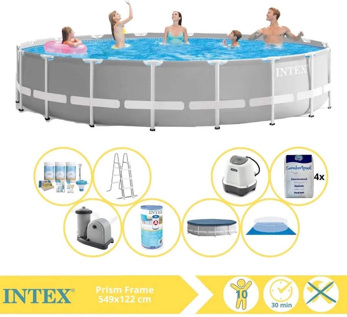 Intex Prism Frame 26732GN Opzetzwembad 549x122cm - Grijs/Wit
