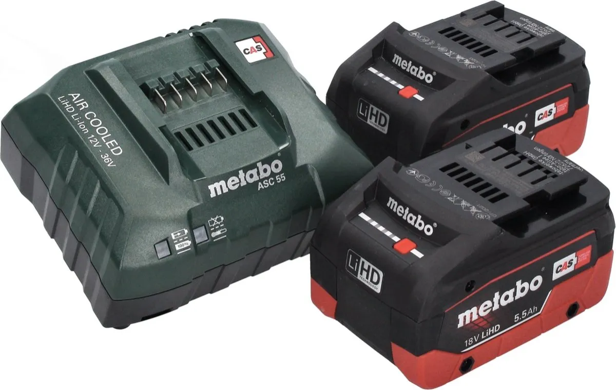 Metabo W 18 LT BL 11-125 Haakse Slijper - 125mm - 2x 5,5Ah Accu + Lader - afbeelding 5 van 5