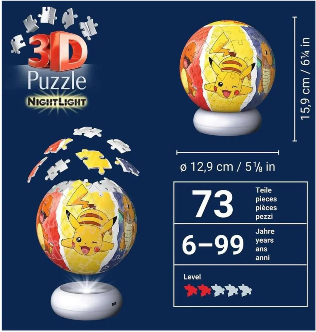 Ravensburger Pokémon 3D Puzzel met Licht - 73 Stuks