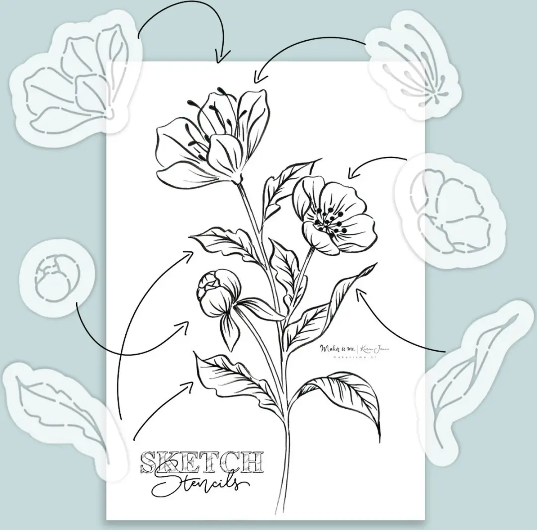 Craft Karin Joan SKETCH Stencils Floral 2