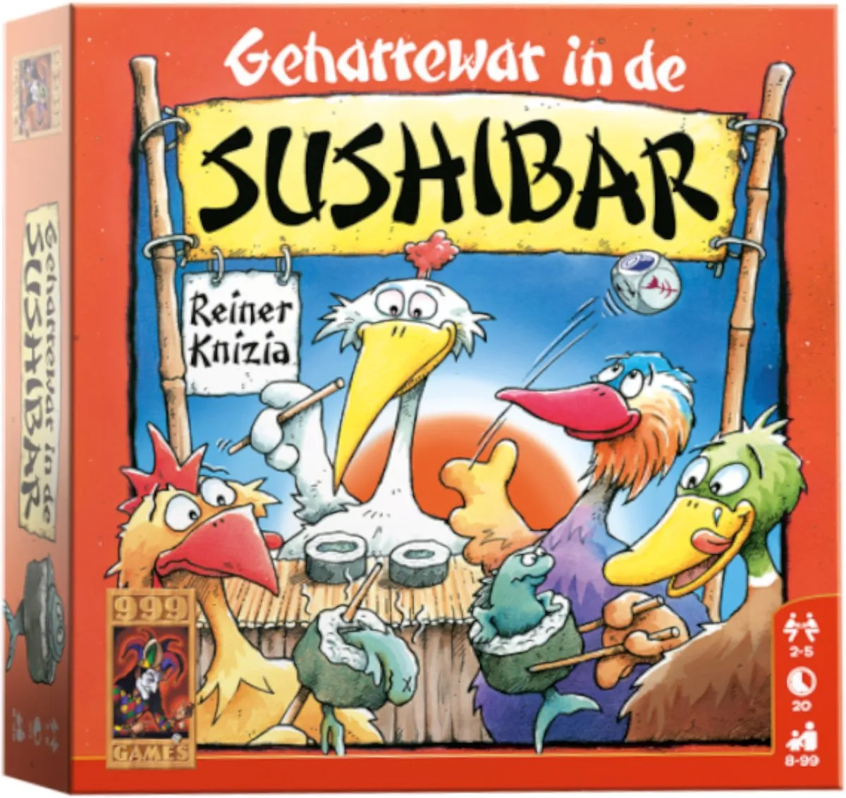 999 Games Geharrewar in de Sushibar Dobbelspel 999-SUS01 - 5 Spelers - afbeelding 6 van 6