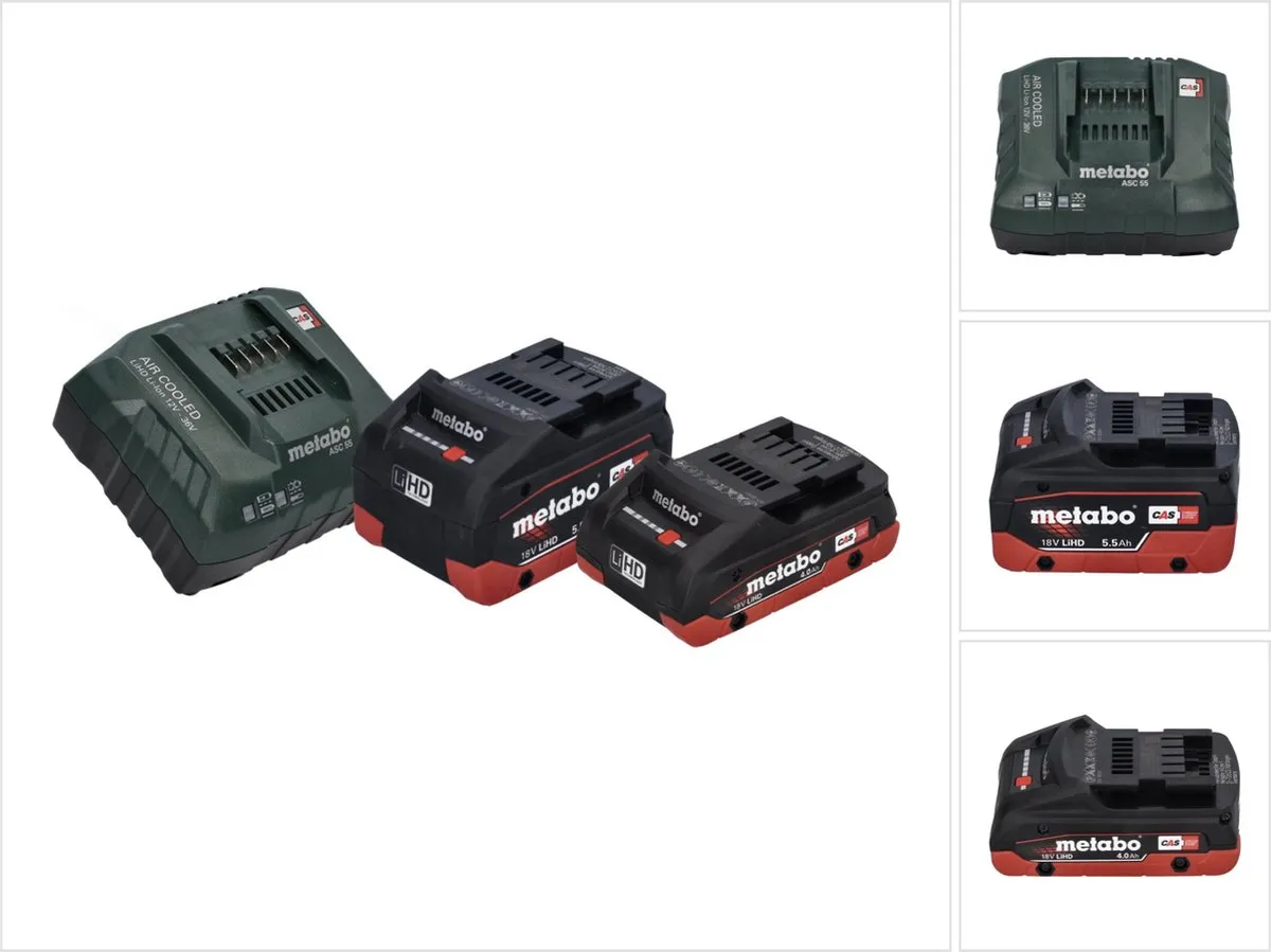 Metabo LiHD Accu Set 18V 9,5Ah - ASC 55 Oplader - Groen/Zwart - afbeelding 5 van 6
