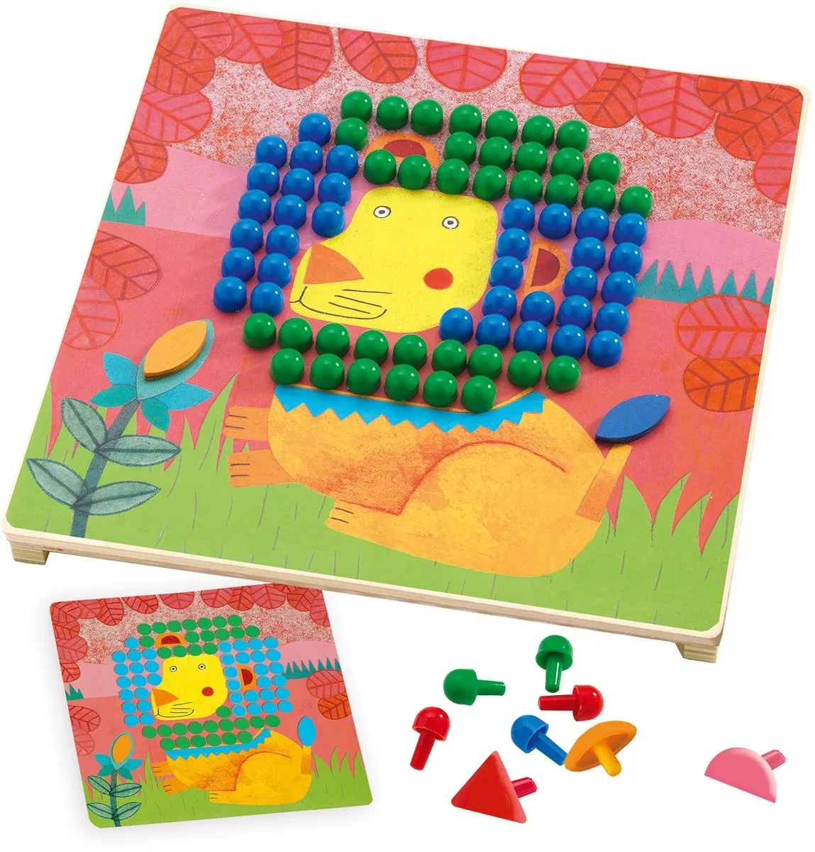 Djeco Mosaïco Animo - 8 Sjablonen & 200 Knopjes - Multicolor