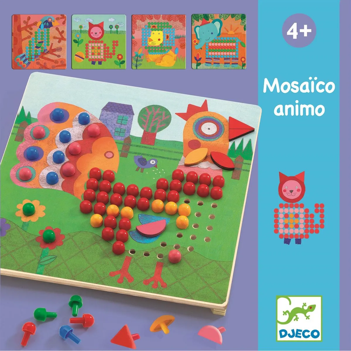 Djeco Mosaïco Animo - 8 Sjablonen & 200 Knopjes - Multicolor - afbeelding 6 van 6