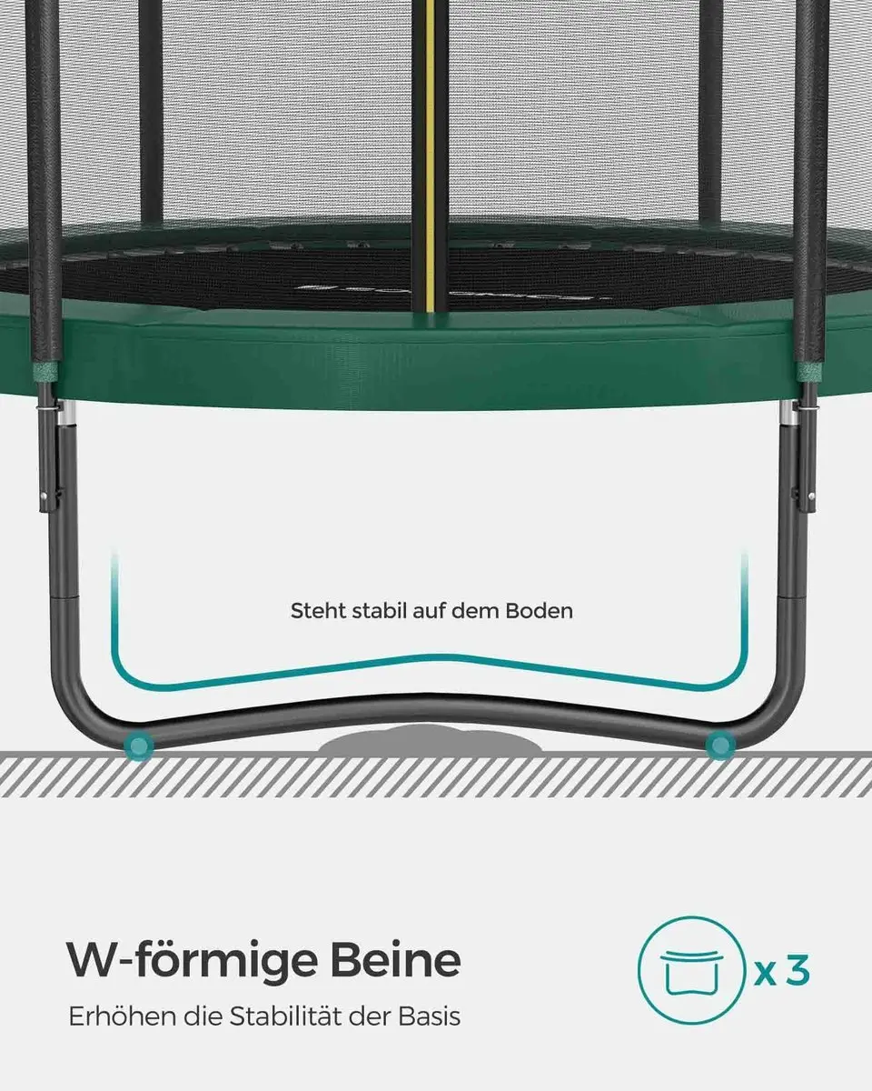 Songmics Trampoline Ø244cm - Extra Veilig Net - Zwart/Donkergroen